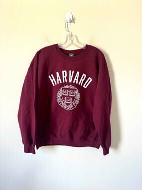 Ivysport Harvard Crew Neck Sweatshirt Maroon Red White Size Large